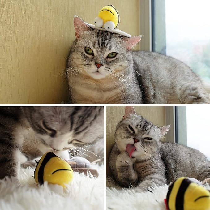 Gigwi Interactive Cat Toys Animal Sound Bird/Mouse/Bee Interactive Squeaking Cat Toys Melody Chaser & Toys for Cats to Play Alone, Play and Squeak Kitten Toys for Boredom