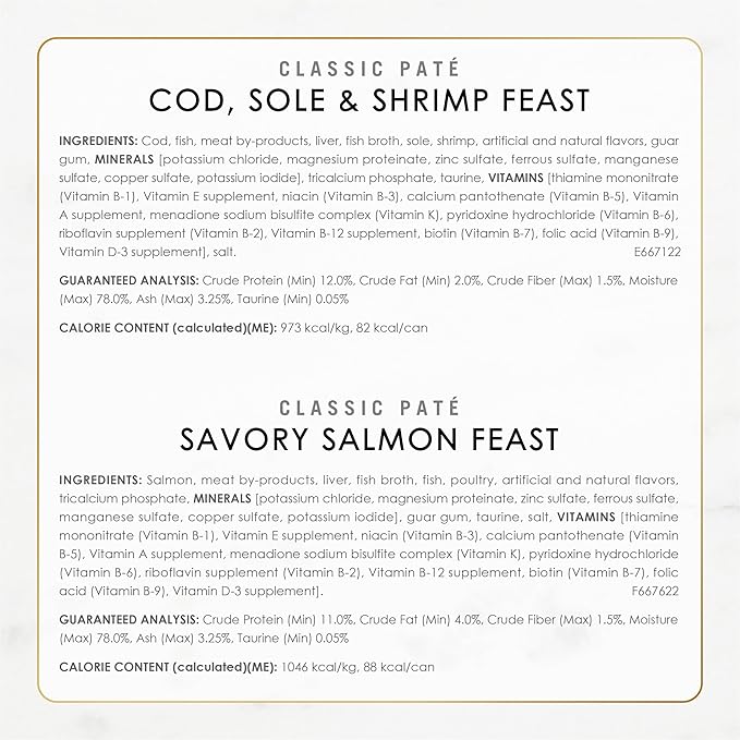 Purina Fancy Feast Seafood Classic Pate Collection Grain Free Wet Cat Food Variety Pack - (Pack of 30) 3 oz. Cans