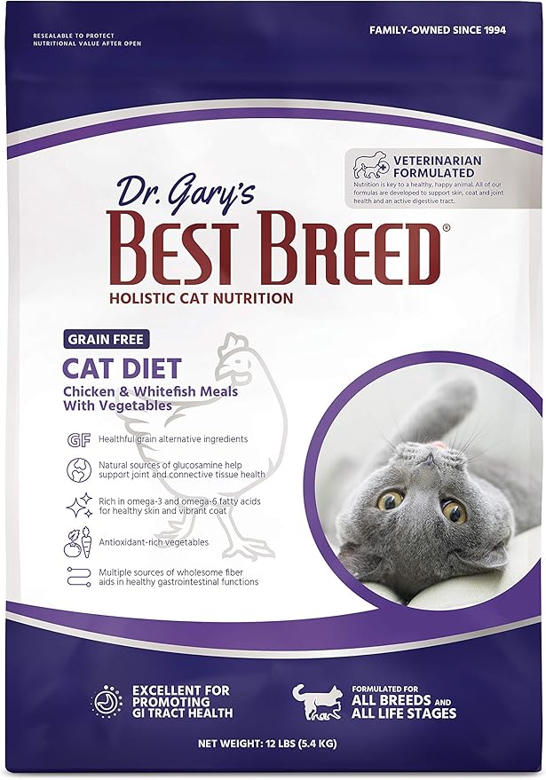 Best Breed Dr. Gary's Grain Free Cat Diet Slow-Cooked in USA [Natural Dry Dog Food for All Ages] - 12lbs.