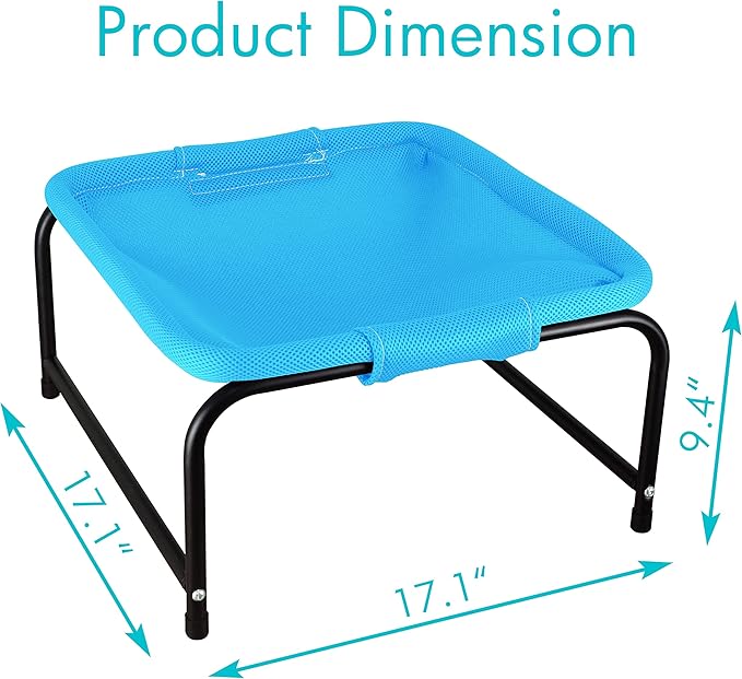 PHYEX Cat Bed Elevated Pet Hammock for Kitty Cat Small Dog, Easy Assembly Raised Cat Cot for Indoors & Outdoors, Square Blue