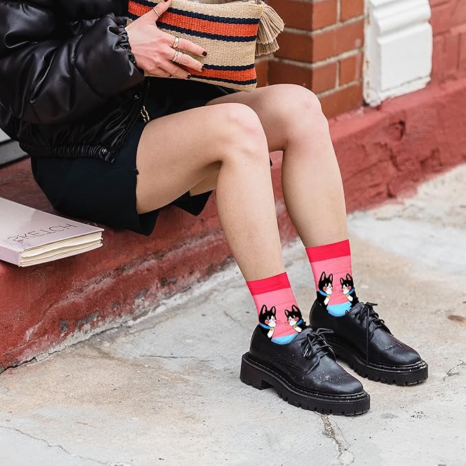 AGRIMONY Funny Cat Dog Socks for Women Teen Girls-Animal Novelty Cute Socks-Mothers Day Cat Dog Mom Gifts Stocking Stuffers