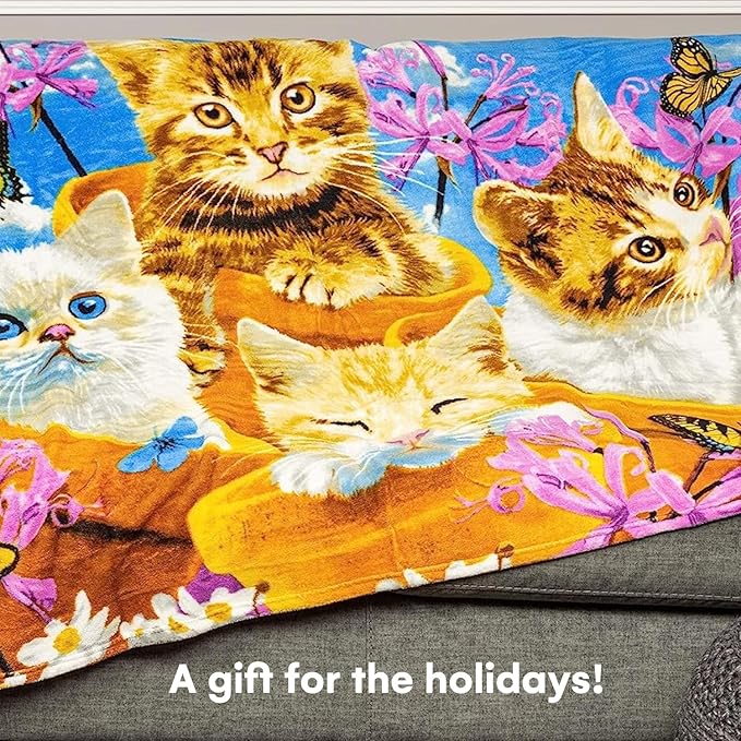 Dawhud Direct Wonder Kitten Fleece Blanket for Bed, 50" x 60" Cat Fleece Throw Blanket for Women, Men and Kids - Super Soft Plush Kitten Blanket Throw
