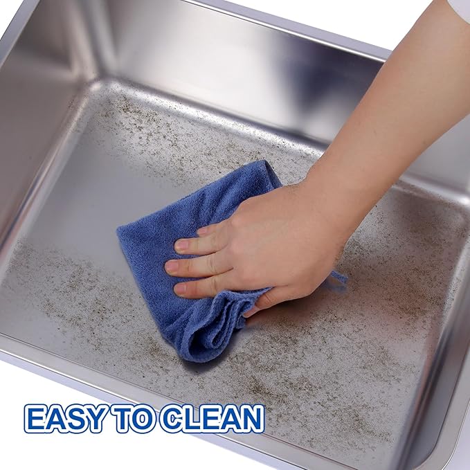 2Pcs Stainless Steel Cat Litter Box, Metal Kitty Litter Box with High Sides, Rust Proof Litter Tray Pan, Pet Toilet for Kitten Rabbit, Non Stick Non Odor, Easy to Clean, 17.5 x 13.5 x 6 in