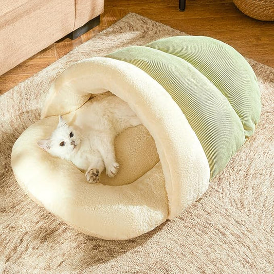 Cat Bed - Cat Cave Bed for Indoor Cats and Small Dogs, Cute Slipper Cat Cave Bed Cat House, Cozy & Soft Plush, Anti-Slip &Durable, Washable for Kittens and Puppies Under 15 lbs (24"x16", M, Green)
