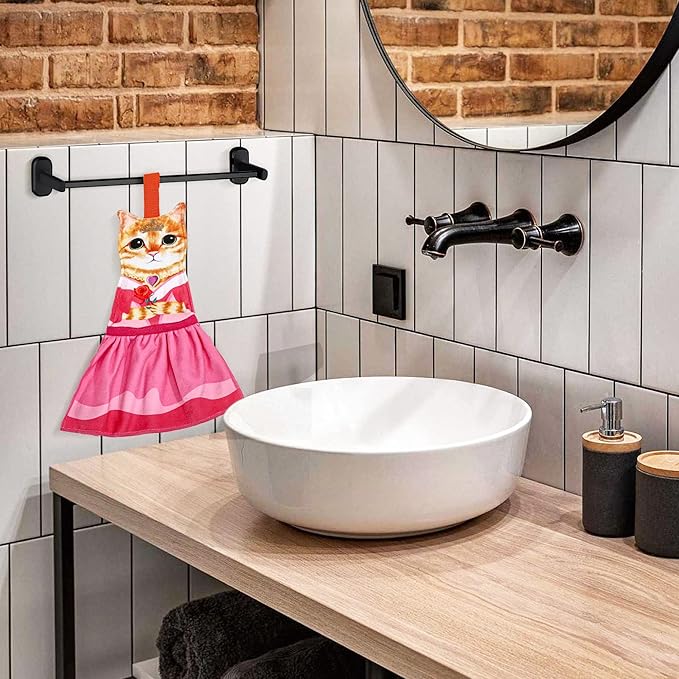 Cat Funny Hand Towels for Bathroom Kitchen - Cute Decorative Fairy Tale Cat Decor Hanging Washcloths Towels Super Absorbent Soft- Housewarming Birthday Christmas Fun Gifts for Women Cat Lovers