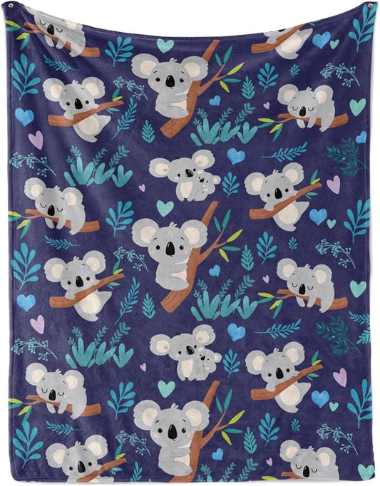 Koala Blanket Soft Flannel Lightweight Throw for Kids Girls Boys - All Season Animal Blanket for Sofa Couch Bed - Decorative Mushroom Present