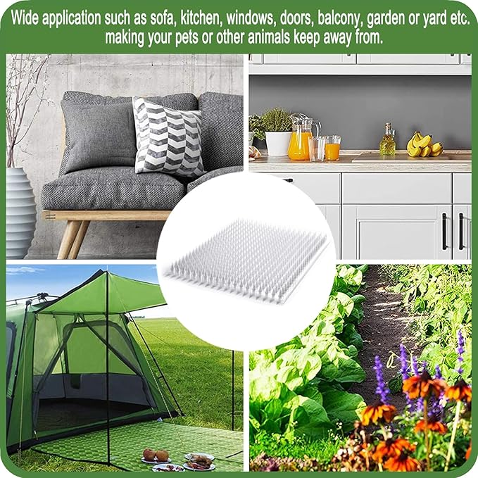 14 Pack Scat Mat for Cats - 16 x 13 Inch Cat Spike Mat with 1 Inch Spike, Cat Repellent Indoor & Outdoor Mat to Deter Cats & Other Animals, Humane Cat Deterrent Indoor Fence