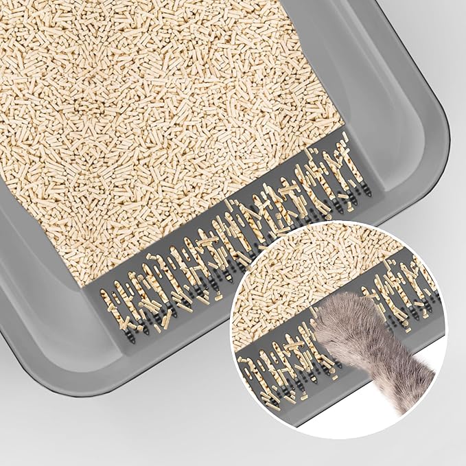 2 Pack Stainless Steel Cat Litter Box with Lid Enclosed Sides Extra Large Matel Litter Box for Big Cats XL Steel Litter Pan for Multiple Cats with Cat Litter Scoop Easy Cleaning