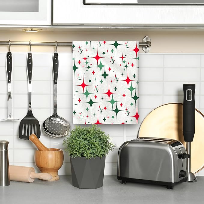 Abstract Mid Century Modern Kitchen Towels for Drying Dishes, Absorbent Retro Dish Towels for Kitchen Cleaning, Cute Tea Towels Hand Towels for Kitchen Bar Decor, Housewarming Gifts Women