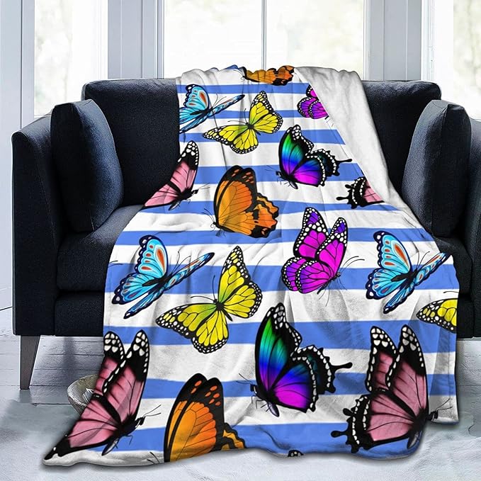 Ultra-Soft Microfiber Throw Blanket 350 GSM Fuzzy Fleece Blanket for Adults Kids Gift Couch, Sofa, Bed Butterfly 50"x40"