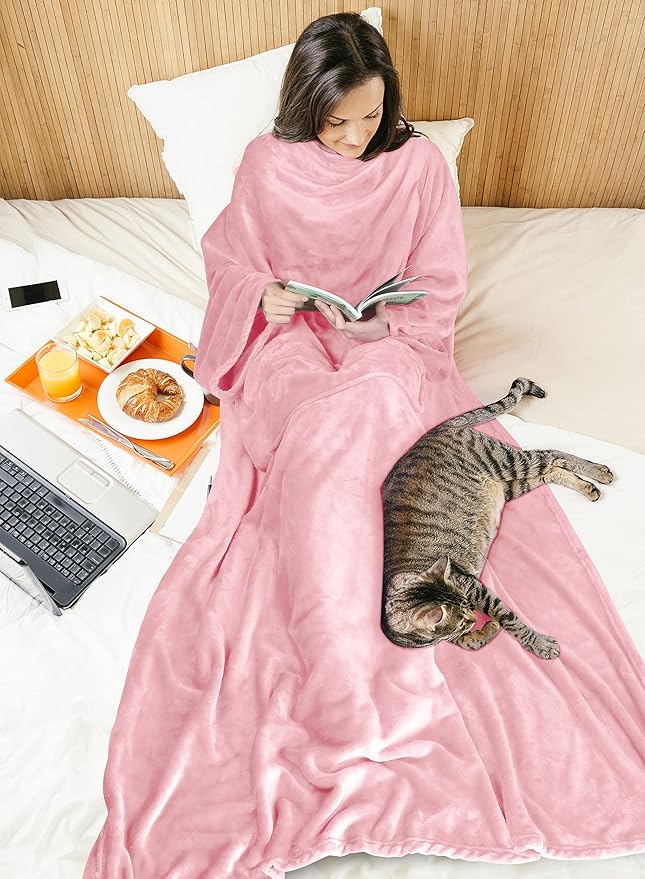 Solaris Wearable Blanket with Sleeves for Adults, Softness Comfort Warmth Fleece Gift for Women Men, Snuggy Body Throw TV Blanket for Home Office Lounge, Gift for Your Lover