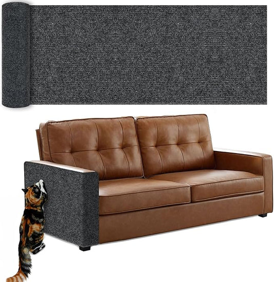 Cat Scratching Mat, 78.7"x15.7" Cat Carpet Self-Adhesive Carpet Mat Trimmable Replacement for Cat Tree, Cat Wall Scratcher, Cat Scratching Post, Shelf Shelves Couch Furniture DIY Protector, Dark Grey