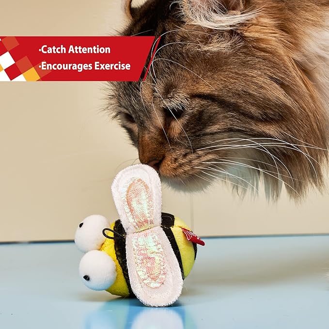 Gigwi Chirpy Bee Sound Toy for Cats, Interactive Squeaking Cat Toys Melody Chaser Play and Squeak Kitten Toy for Boredom