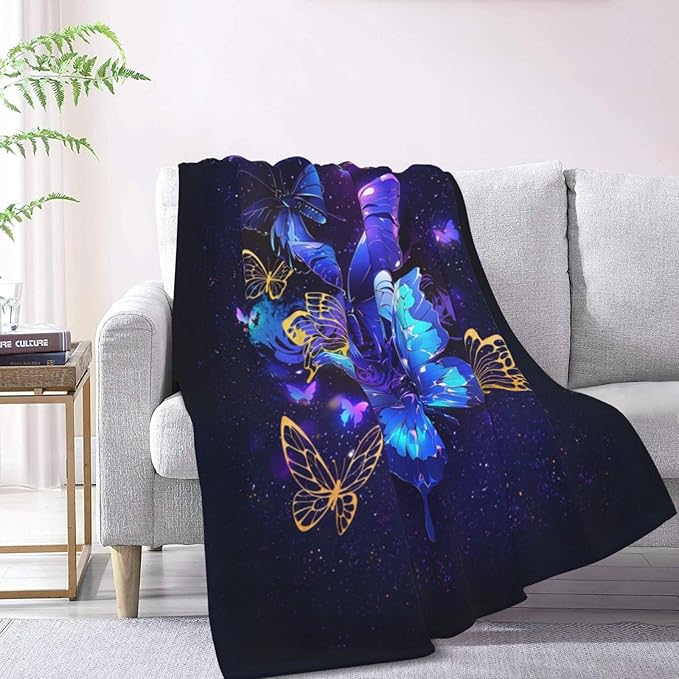 Butterfly Blanket Throw Blanket for Bed Soft Cozy Fluffy Couch Blankets Fleece Blanket Throw Gifts for Women Men Girls Boys 50"x40"