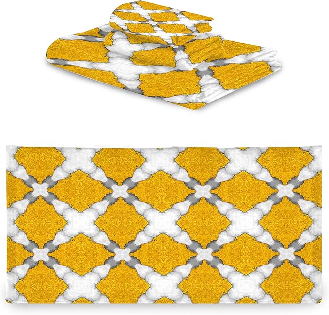 Marble 3 Piece Towel Bathroom Sets, 1 Bath Towel, 1 Washcloth, 1 Hand Towel, Cotton Fast Dry Soft Absorbent Towel Set for Home Kitchen Family