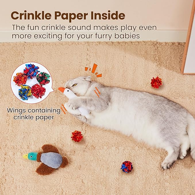 Potaroma Birds Cat Toys, 2 Pack Catnip Toys Soft Durable, Crinkle Sound Kicker Toys for Interactive Indoor Kitten Exercise 6.5 Inches for All Breeds