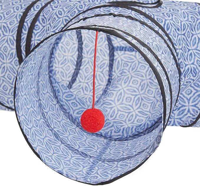 Tempcore Pet Cat Tunnel Tube Cat Toys 3 Way Collapsible, Cat Tunnels for Indoor Cats，Kitty Tunnel Bored Cat Pet Toys Peek Hole Toy Ball Cat, Puppy, Kitty, Kitten, Rabbit