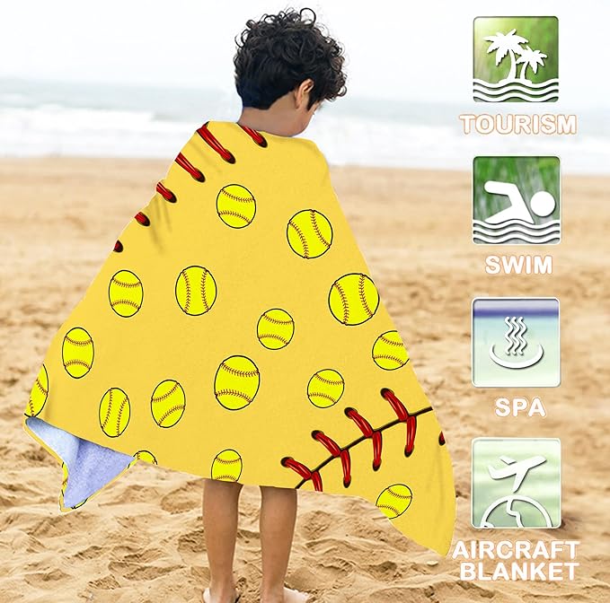 Bonsai Tree Softball Beach Towel, Yellow Microfiber Bath Towel for Women, Sand Free Quick Dry Travel Towels Softball for Women Yoga Sports Adults 30" X 60"