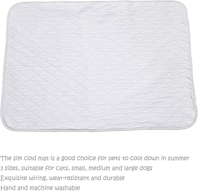 SEIS Dog Ice Pad Ice Silk Cats Kennel Mat Pet Cooling Pad Summer Cool Bamboo Mat Breathable Pad (Solid Gray, M