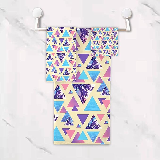 Summer 3 Piece Towel Bathroom Sets, 1 Bath Towel, 1 Washcloth, 1 Hand Towel, Cotton Fast Dry Soft Absorbent Towel Set for Home Kitchen Family