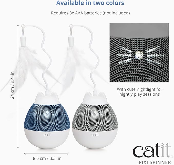 Catit PIXI Spinner, Treat Dispensing Cat Toy, Blue