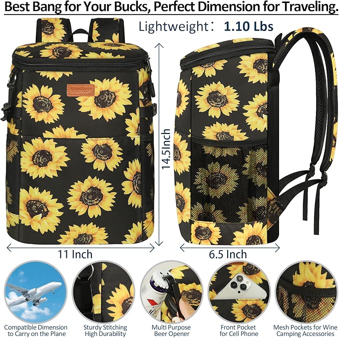 Camping Cooler Backpack 30 Cans, Soft Backpack Coolers Insulated Leak Proof Travel Cooler Bag Waterproof Lunch Picnic Beach Work Trip Thermal Bag Drink Beverage Beer Bag Cooler