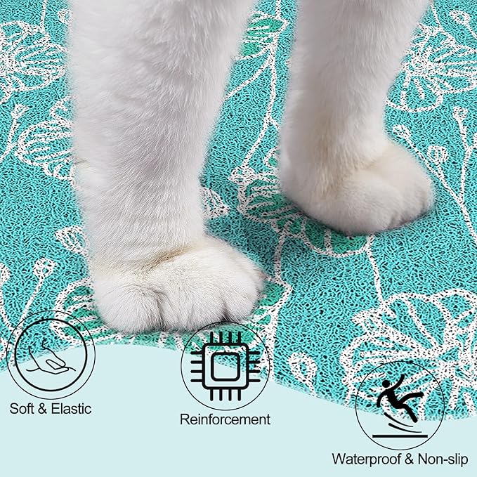 Bienbee Cat Litter Mat, Cat Litter Mat Litter Trapping Mat, Easy to Clean, Soft Litter Box Mat for Cat, Kitty, PVC Material Pad 40 * 30in