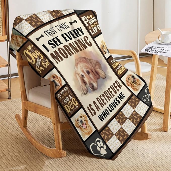 Golden Retriever Dog Print Blanket Best Dog Pet Animal Throw Blankets for Couch Sofa Stuff Decor Gifts Lightweight Soft Cozy Fleece Plush Warm Flannel Bedding for Lover Man Woman Teen Adults 60"x80"