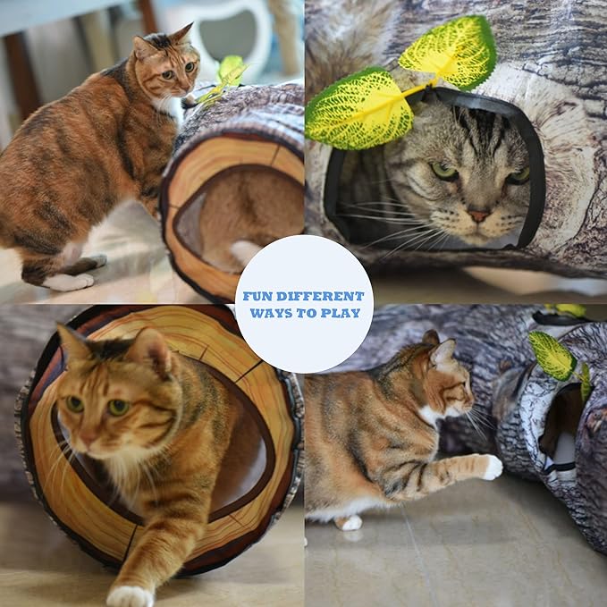 Cat Tunnels for Indoor Cats, Cat Tunnel Bed Toy, Cat Stuff Accessories for Large Cats Kitten and Other Small Animals to Chase and Play, Foldable & Easy to Store, Cat Tube Toys L 59"