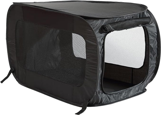 Beatrice Home Fashions Portable, Collapsible, Pop Up Kennel Travel Cat and Dog Crate, 24" L x 16.6" W x 16" H, Black