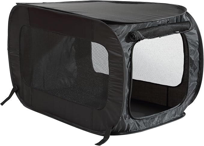 Beatrice Home Fashions Portable, Collapsible, Pop Up Kennel Travel Cat and Dog Crate, 36" L x 22" W x 22" H, Black