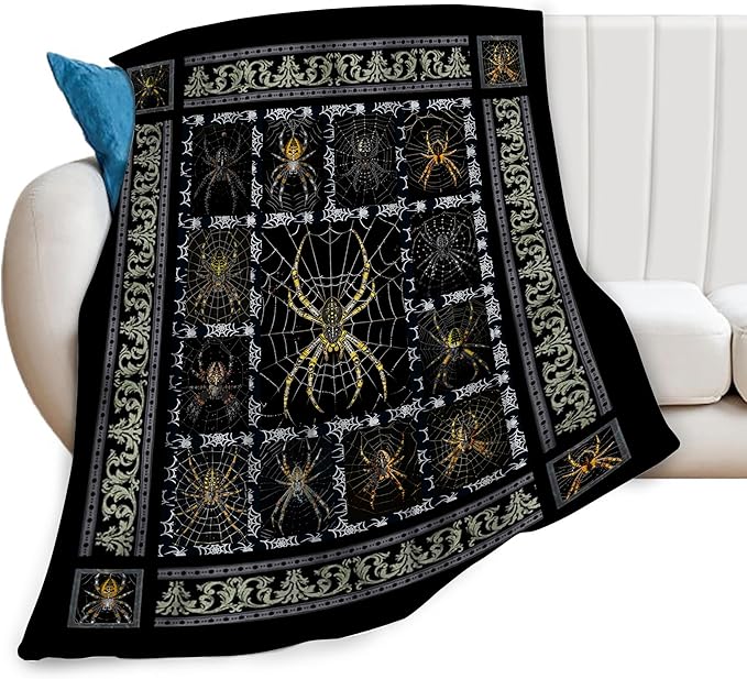 Spider Blanket Spider Throw Blanket Spider Decor Stuff Merch Cozy Print Flannel Fleece Soft Plush Fuzzy Warm Lightweight Bedding Spider Gifts for Women Men Girls Kids 50"X40"