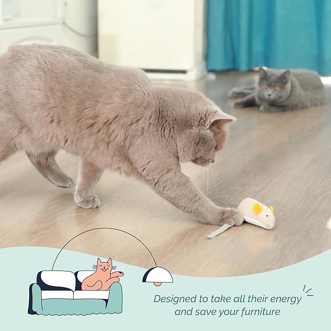 Hepper Catnip Mice Toy Set - Flax: Premium Catnip-Infused Mice Cat Toys for Endless Play, Multi-Textured Flax Fabric Ideal for Quiet Self-Play - 2 pcs Pet Toys for Cats for Kicking & Tossing