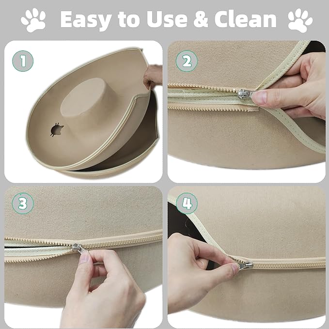 Donut Cat Tunnel Bed Peekaboo Cat Cave for Large Cats Up to 30 Lbs, Kitty Interactive Playing Tent House for Multiple Cats,Detachable,Scratch Resistant (Beige, Medium - 20 Inch Diameter)