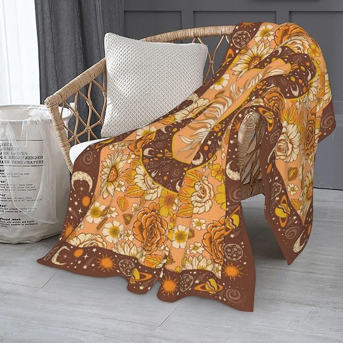 Sun and Moon Bohemia Soft Throw Blanket Flannel Fleece Blankets Warm Cozy Lightweight Fuzzy Blanket for Bed Sofa Couch Home Decor 60"X50"