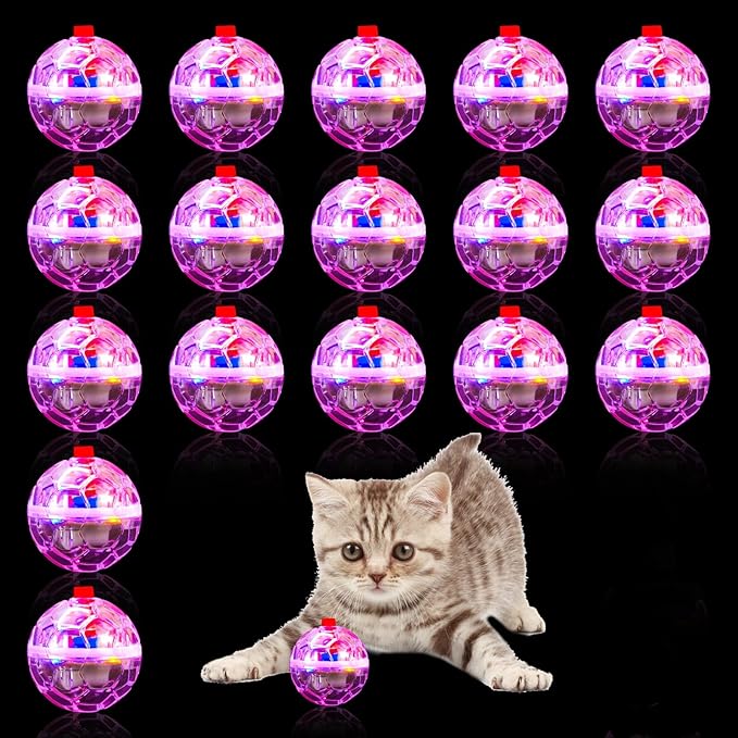 18 Piece Light Up Cat Balls Ghost Hunting Equipment, Indoor Motion-Activated Magic Cat Ball, Plastic Glowing Pet Toys