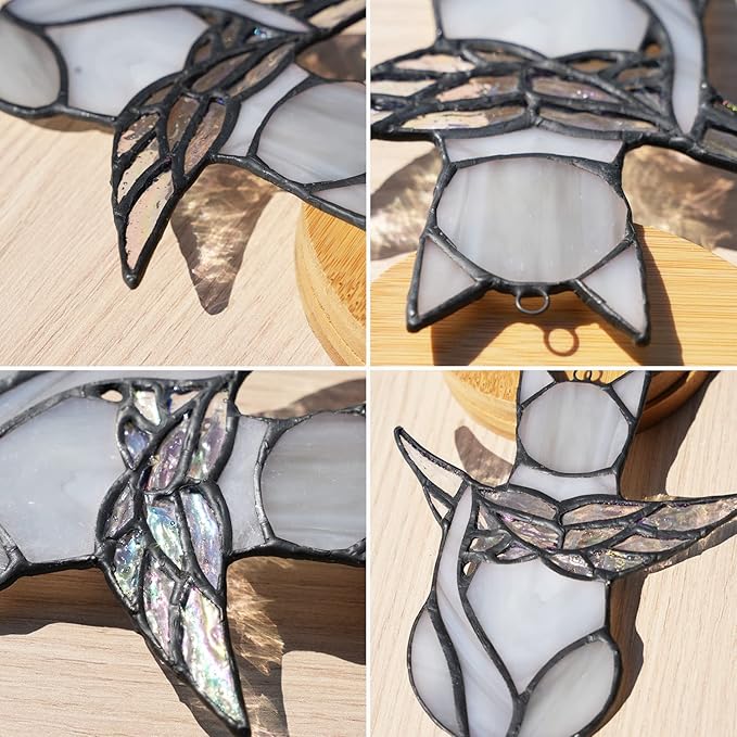 BOXCASA Cat Memorial Gifts for Loss of a Cat - Iridescent Angel Wing Suncatchers for Stained Glass Window Hangings,Loss of Pet Sympathy Gift for Women