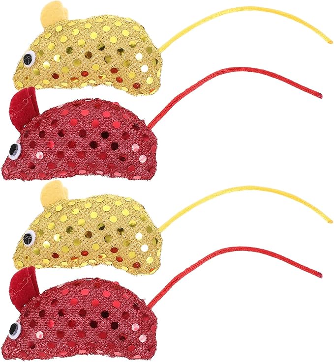 Mipcase 4pcs Simulated Sounding Mouse and Cat Toy Pet Toy Kitten Toys Chew Toy Cat Toys for Indoor Cats Indoor Cats Toys Cat Funny Toys Sequins Cat Mouse Sequin Cloth Cat Mouse Toys