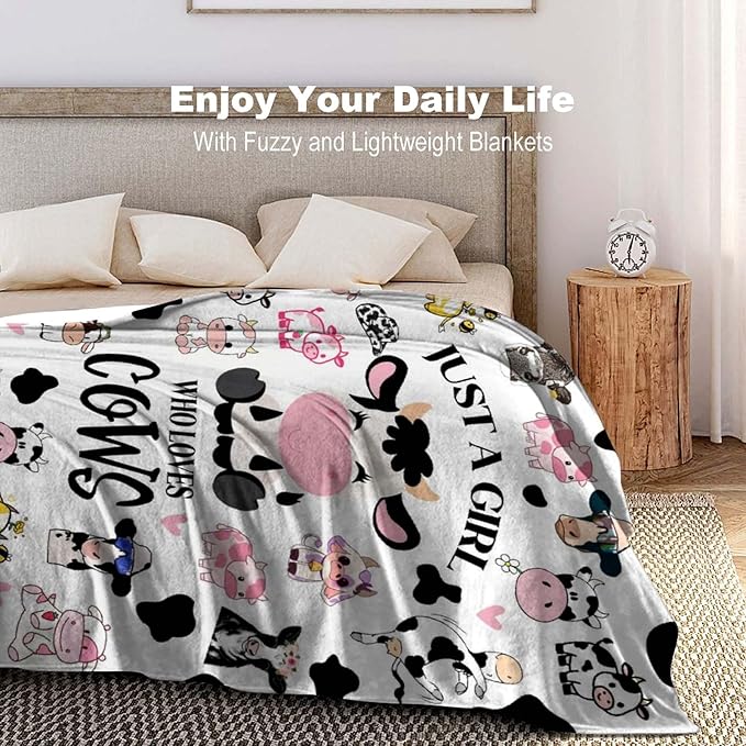 Cow Gifts Blanket Soft Flannel Cow Throw Blanket for Cow Lovers Adults Women Girls for Bedding Bedroom Living Rooms Sofa 60"X50"