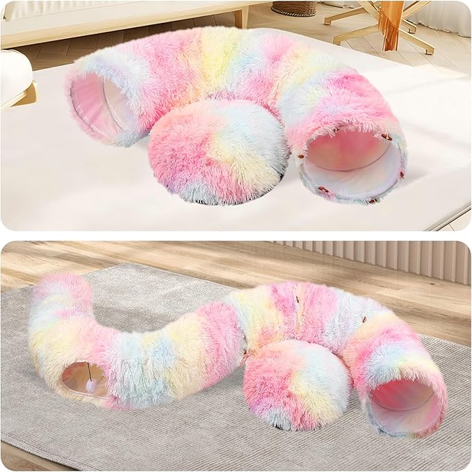 car Bed for Indoor Cats,Multifunctional cat Tunnel Suitable for Small, Medium and Large Cats (Colorful)