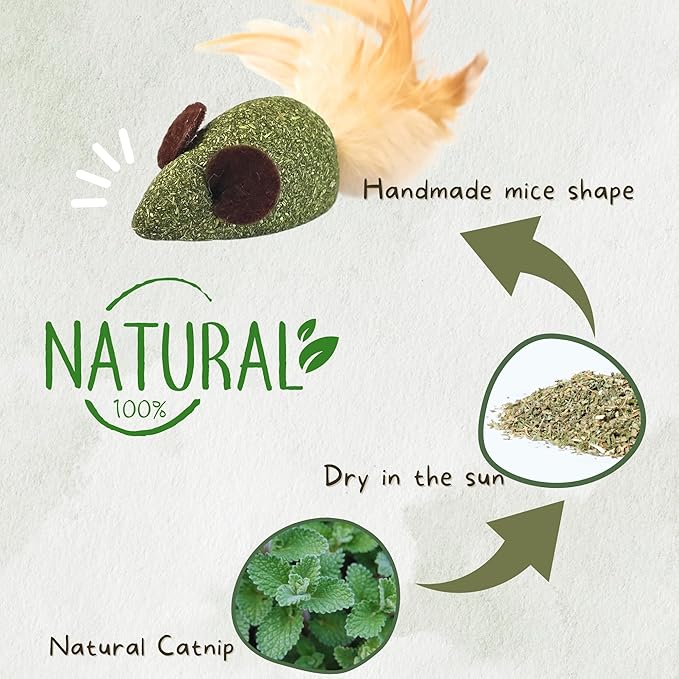 Mouse Toys for Cats, Ideal Catnip Mice to Stimulate Cat Exercising and Interacting, Valued Combo 3 Pieces of Catnip Toys with Natural Catnip for a Happy Cat