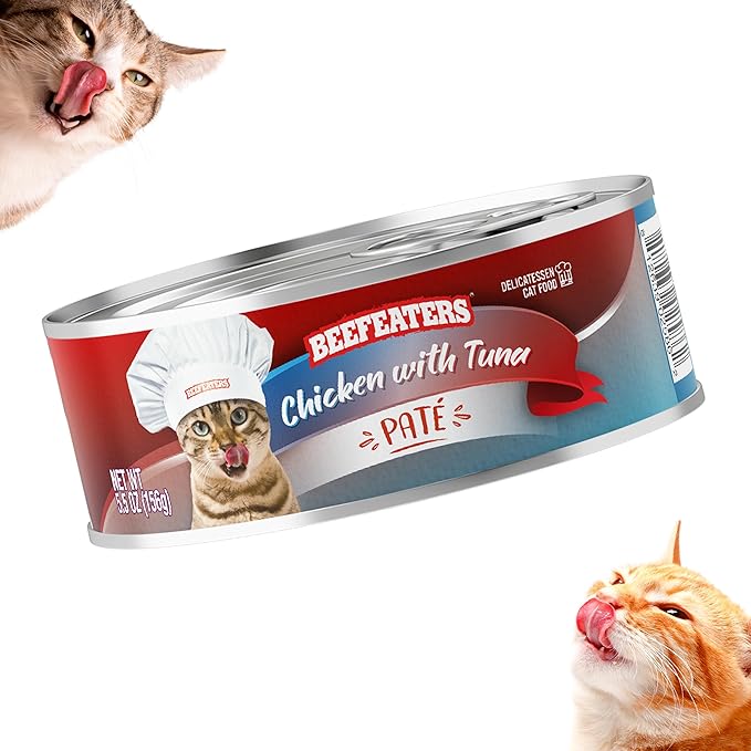 Beefeaters Cat Treats - Chicken Tuna Pate 5.5oz, Case of 24 | Complete Wet Cat Food, Essential Vitamins & Taurine, No Artificial Additives | Training Treats | Supports Immune System & Eye Health