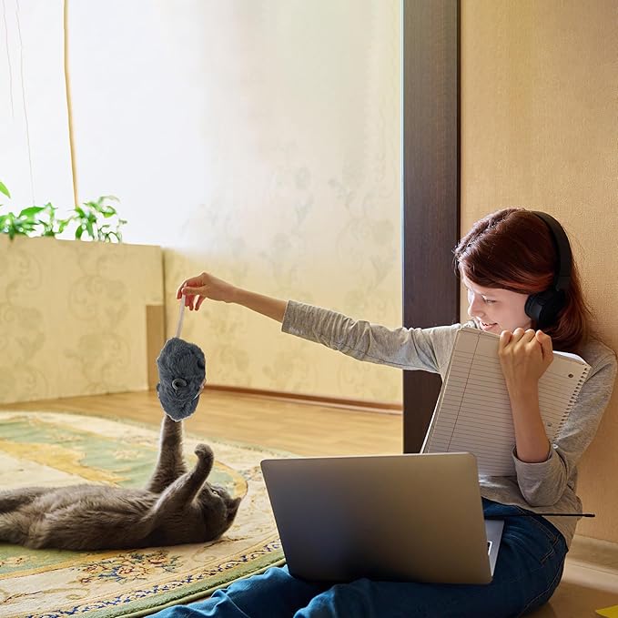 Vaulted Skulls & Co Mouse Dog Toy 7" | Mouse Stuffed Animal Small | Fluffy Mouse Small Dog Toy | Cat Mouse Toy | Small Mouse Plush Dog Toy | Mouse Toy for Cats | Squeaker-Free | Gray | 7"