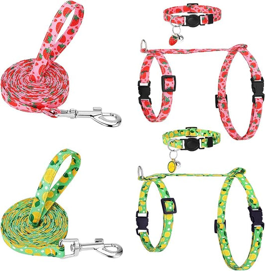 2 Pack Cat Harness and Leash, Escape Proof Adjustable Kitten Harness with Leash Collar, Lightweight Soft and Comfortable, for Small Medium Cat Safe Walking and Travel
