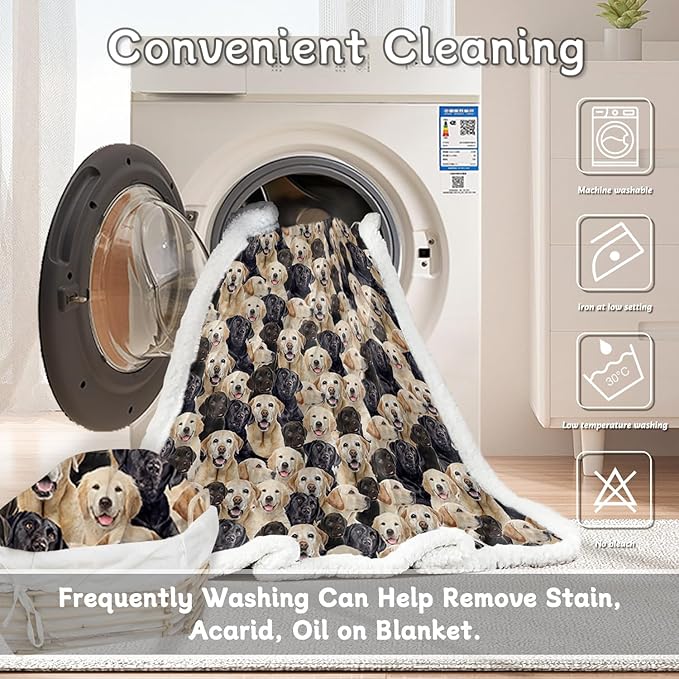 BlessLiving Golden Labrador Retriever Blanket Black Lab Puppy Labrador Retriever Fleece Blanket Fuzzy Dog Blanket Cute Puppy Fleece Blanket Animal Pet Sherpa Blanket Gifts for Women (60 x 80 Inches)