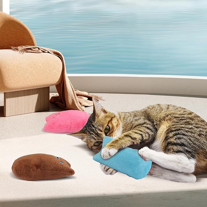 YAODHAOD Cat Catnip Toy, 3 Pcs Catnip Tooth Cleaning Toy, Interactive Cat Kicker Toy for Indoor Cats, Crinkle Sound Catnip Catnip Filled Toys (Crinkle Catnip Toys)