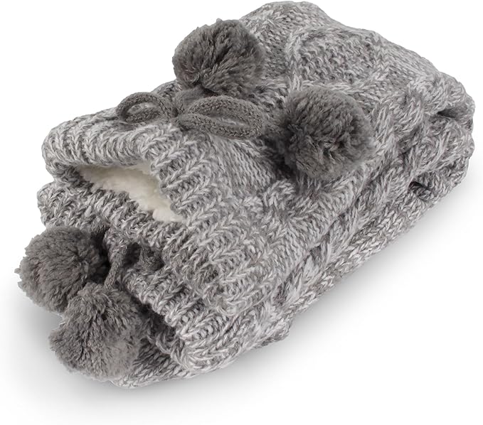 BambooMN Extra Thick Cozy Fuzzy Animal Thermal Cabin Plush Fleece-lined Knitted Crew Socks