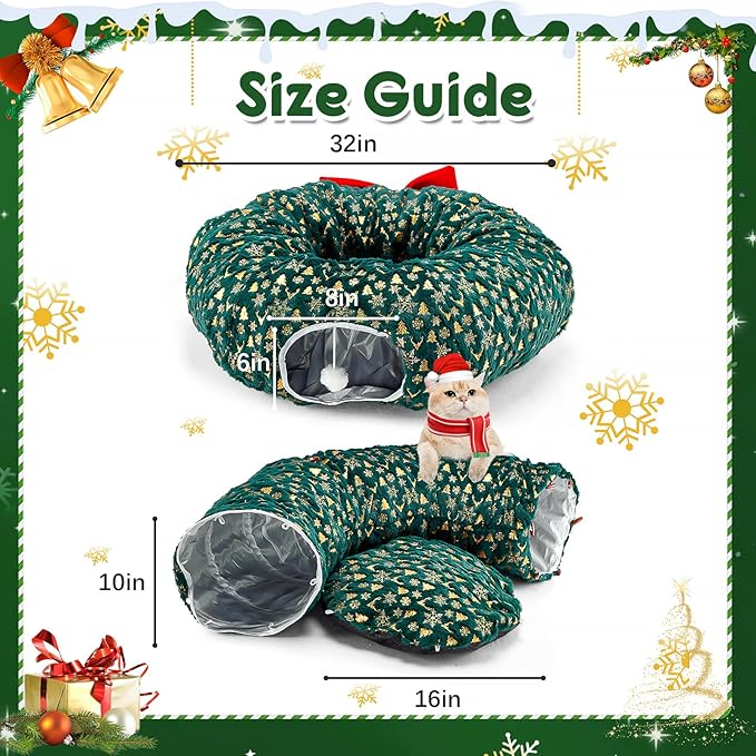 Cat Tunnel Bed,Collapsible Cat Donut Tunnel,Circle Foldable Peekaboo Cat Cave,Enrichment Cat Tube for Indoor Cats,Puppy and Pet