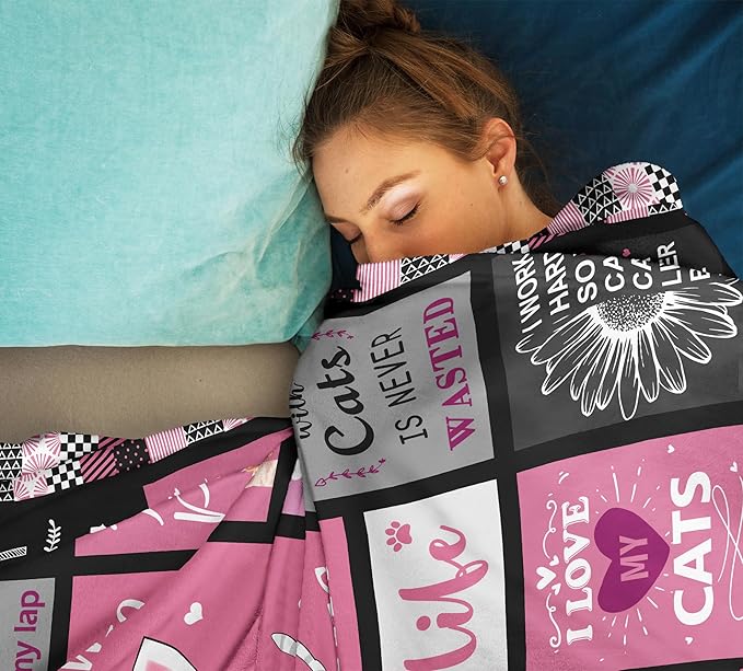 Cat Blanket - Gifts for Cat Lovers, Women, Girls, Mom - Crazy Cat Lady Merchandise 60"x80"