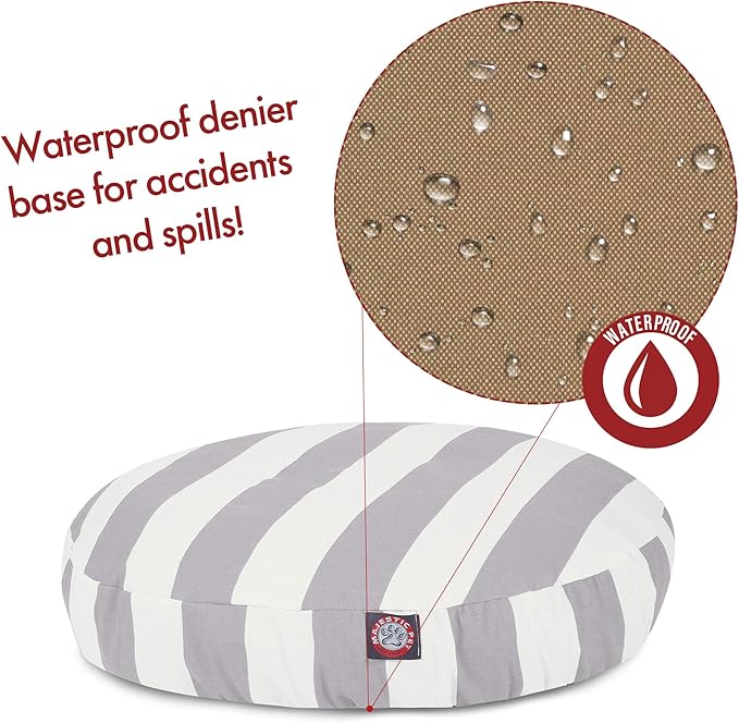 Majestic Pet Indoor Outdoor Vertical Stripe Round Pet Dog Bed with Removable Washable Cover, Gray, Medium